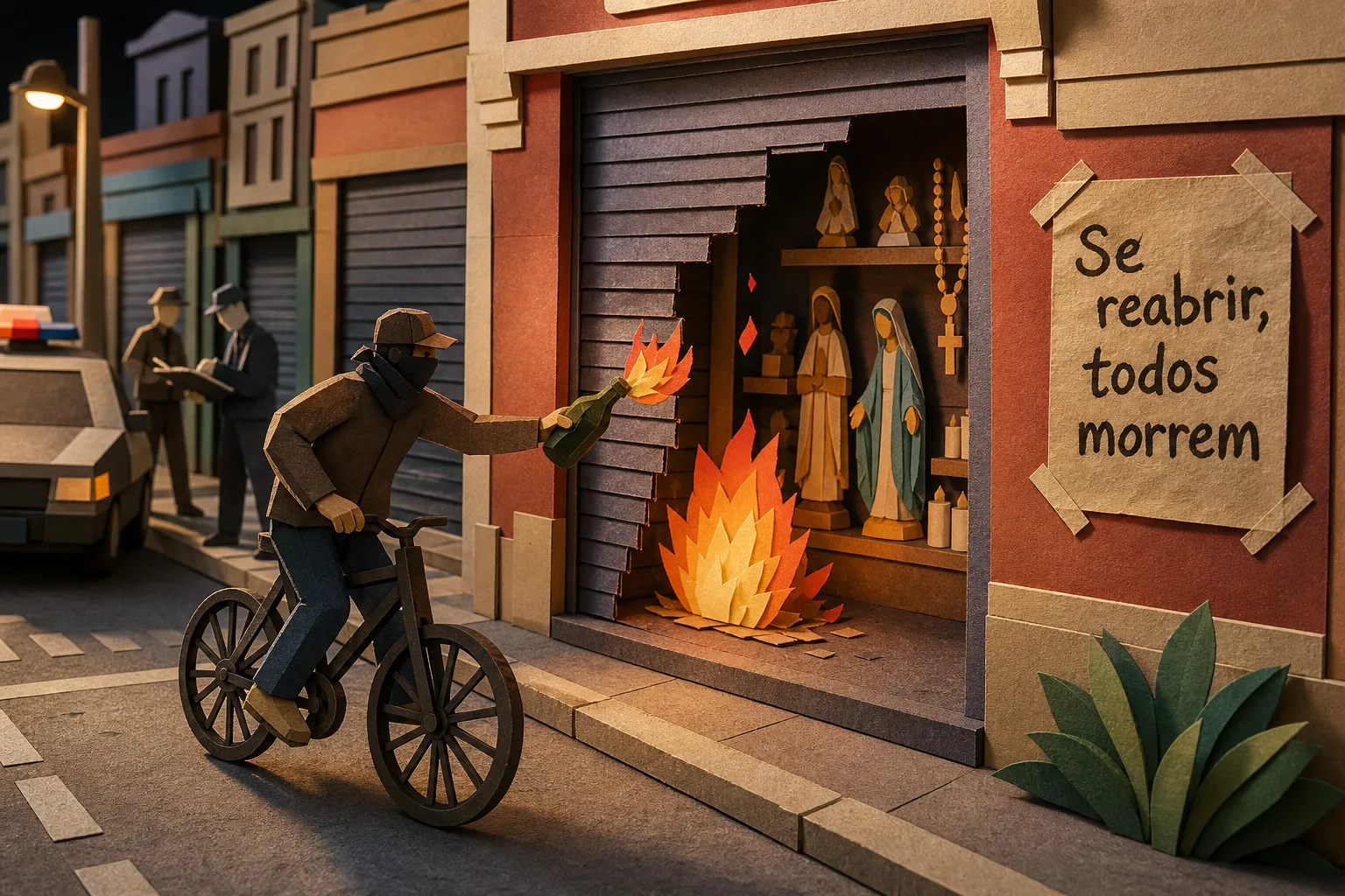 Polícia investiga ataques com coquetéis molotov contra lojas religiosas em Fortaleza