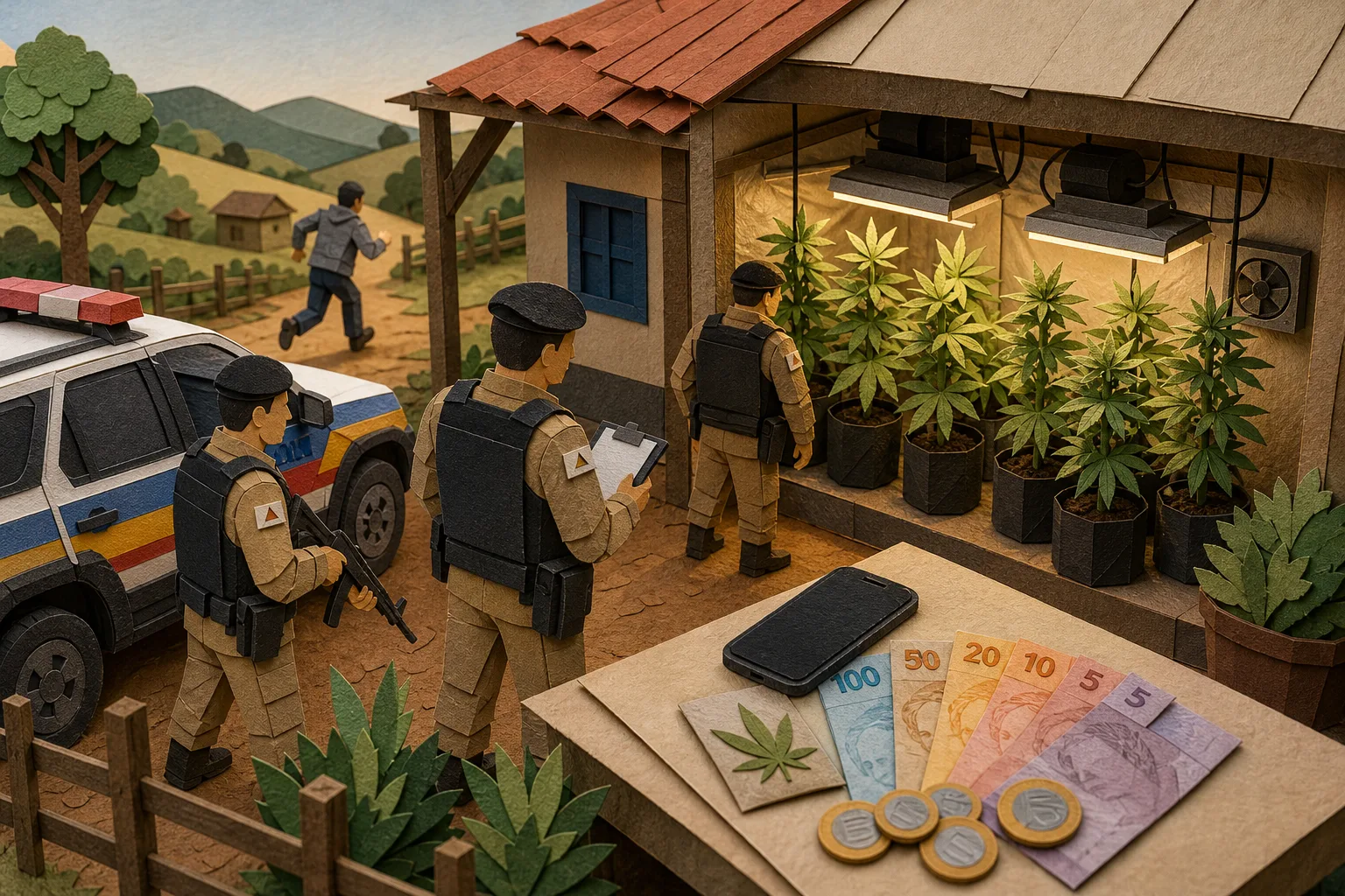 Polícia Militar apreende cultivo de maconha em residência rural de Uruana de Minas