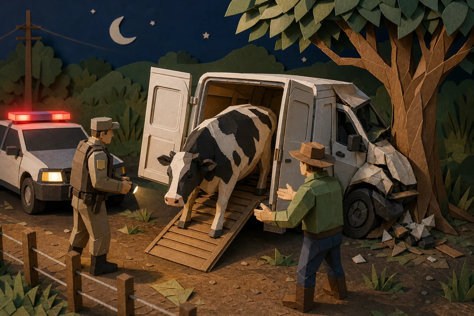 Polícia resgata vaca furtada dentro de automóvel após colisão no RS