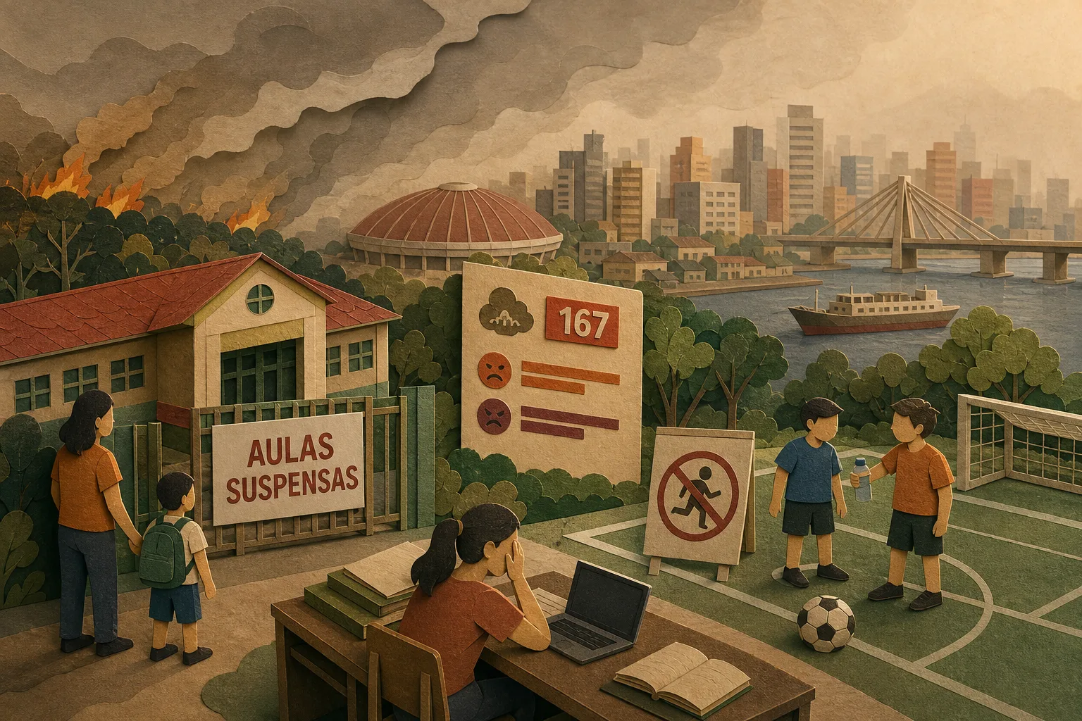 Poluição por fumaça encobre Manaus e leva à suspensão de aulas municipais
