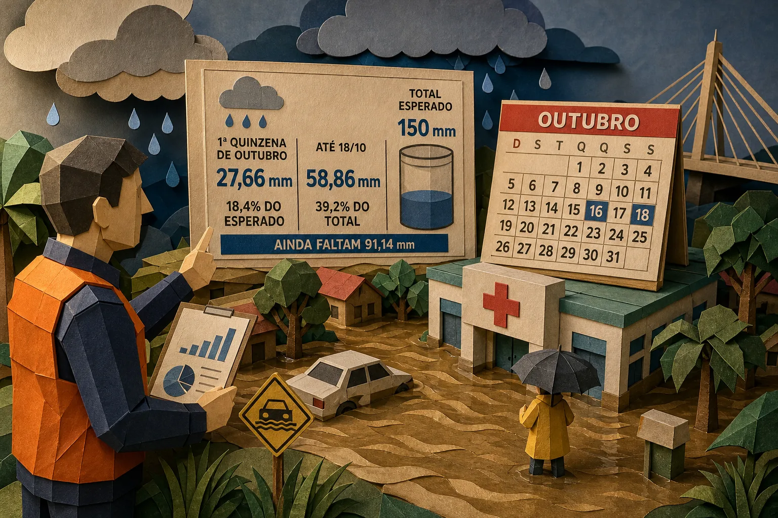Precipitação em Rio Branco durante a primeira metade de outubro fica abaixo do esperado