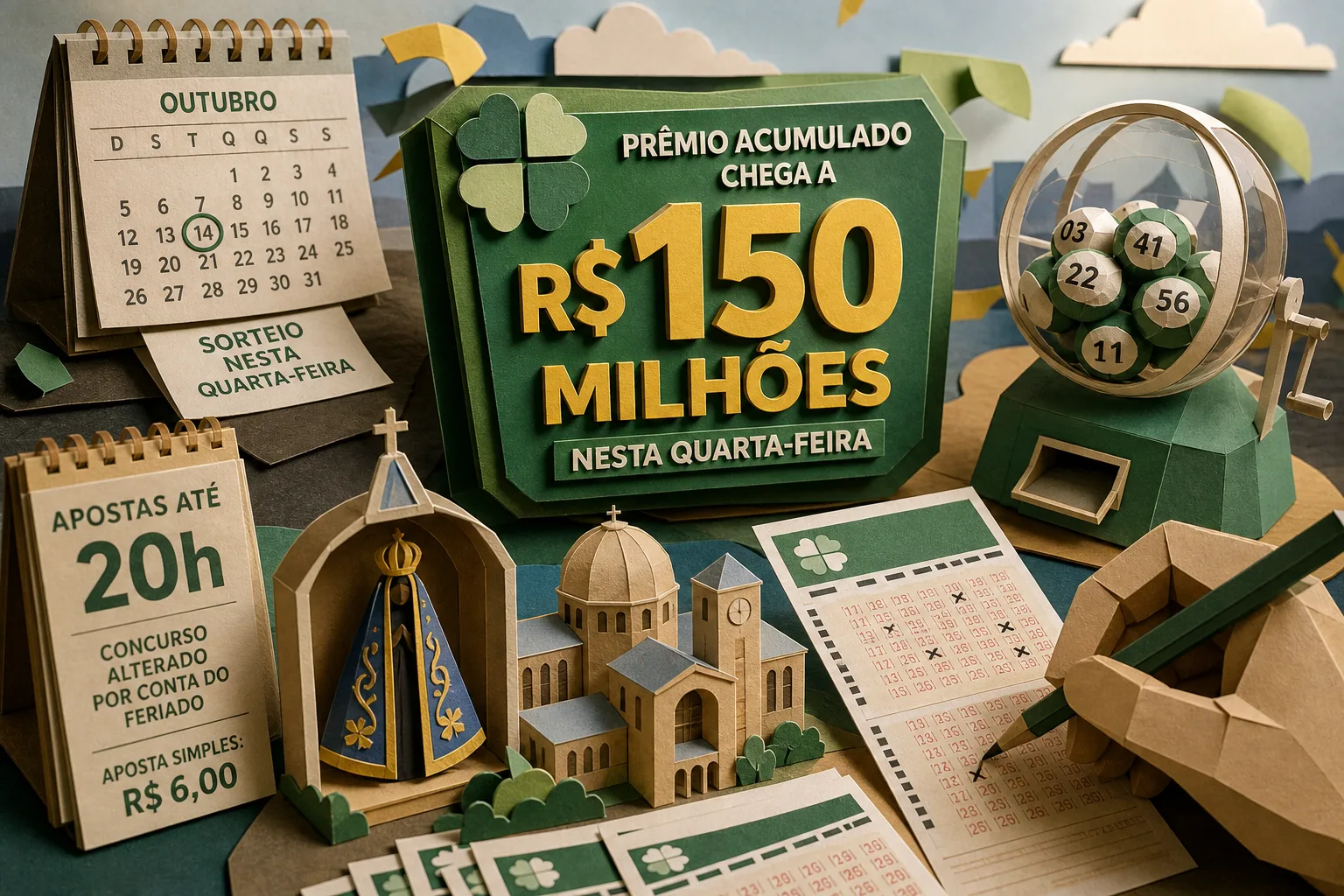 Prêmio acumulado da Mega-Sena chega a R$ 150 milhões nesta quarta-feira