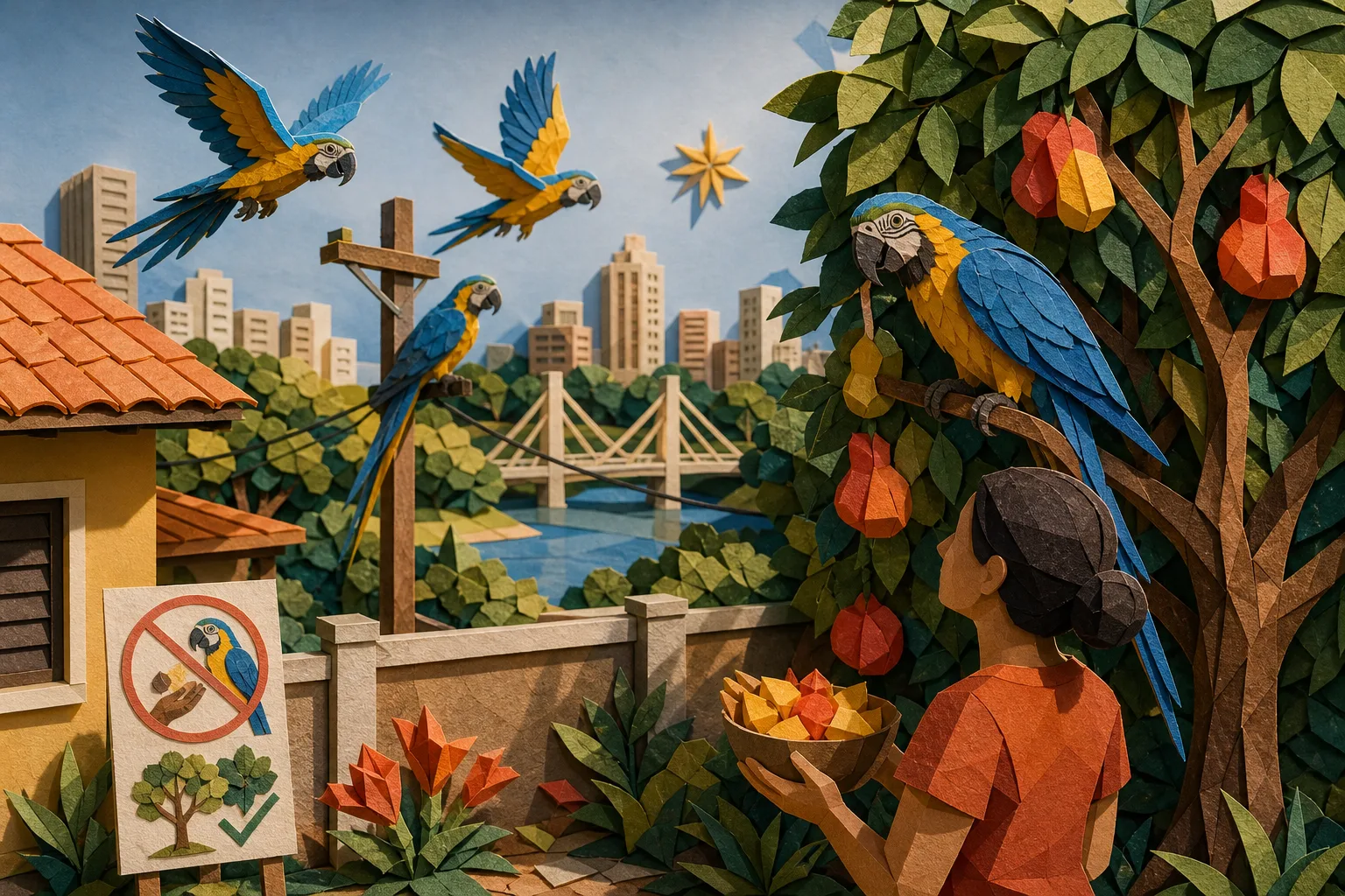 Presença da arara-canindé marca paisagem urbana e vira símbolo no Tocantins