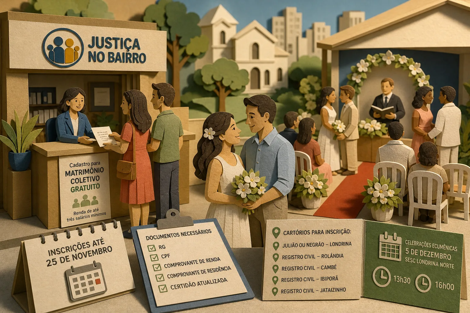 Programa Justiça no Bairro abre cadastros para matrimônio coletivo em Londrina