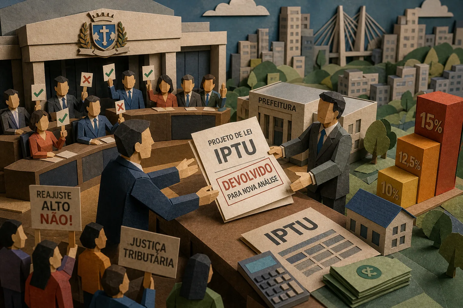 Proposta de alta escalonada no IPTU de Guarulhos é devolvida para nova análise