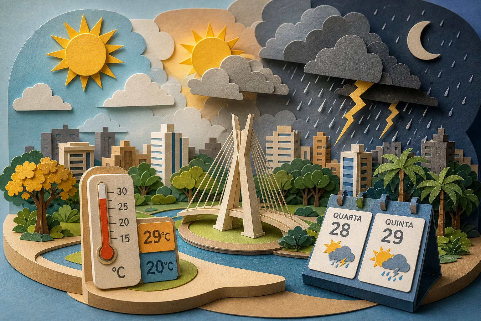 Quarta-feira em Campo Grande terá sol pela manhã e pancadas de chuva com trovoadas