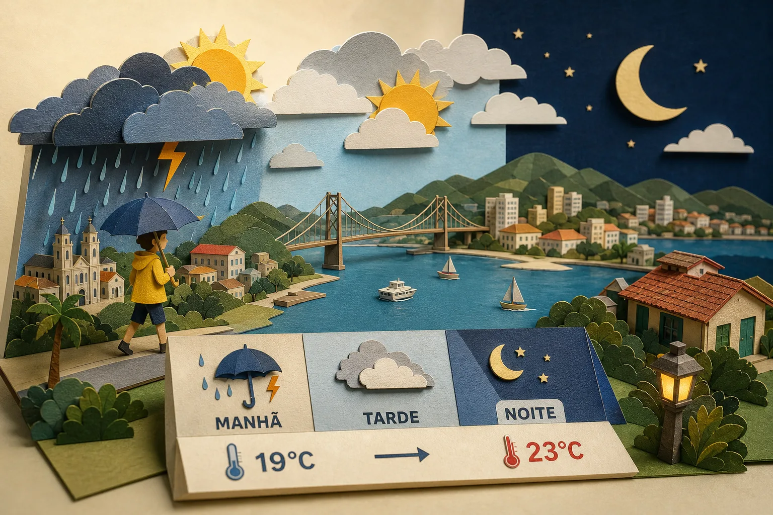 Quarta-feira terá instabilidade matinal e noite aberta em Florianópolis