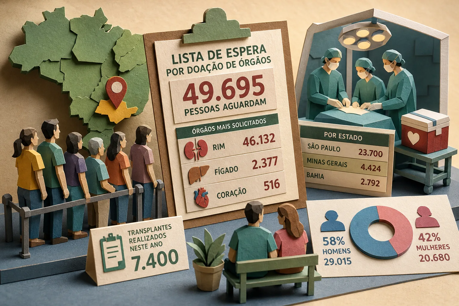 Quase 50 mil brasileiros aguardam na lista de espera por doação de órgãos