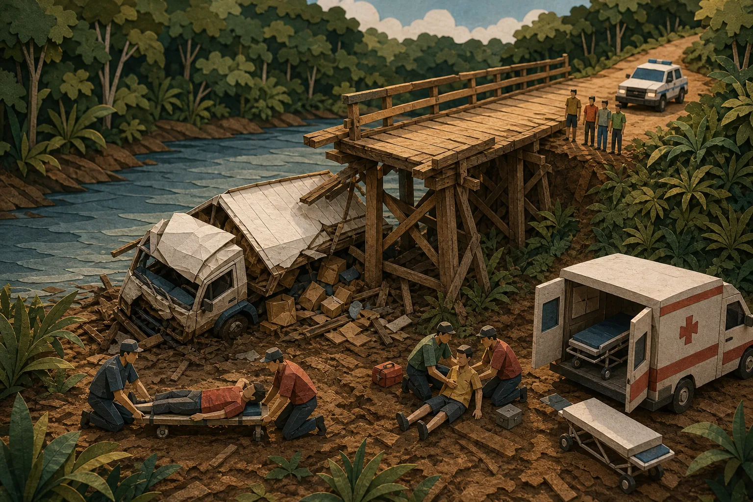 Queda de caminhão de ponte de madeira deixa um morto e quatro feridos no Amazonas