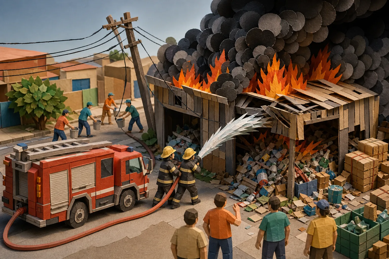 Queimada atinge galpão de reciclagem e mobiliza bombeiros e moradores em Mossoró
