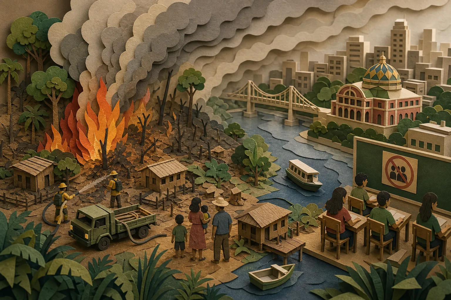 Queimadas no interior do Amazonas geram nuvem de fumaça e afetam a capital