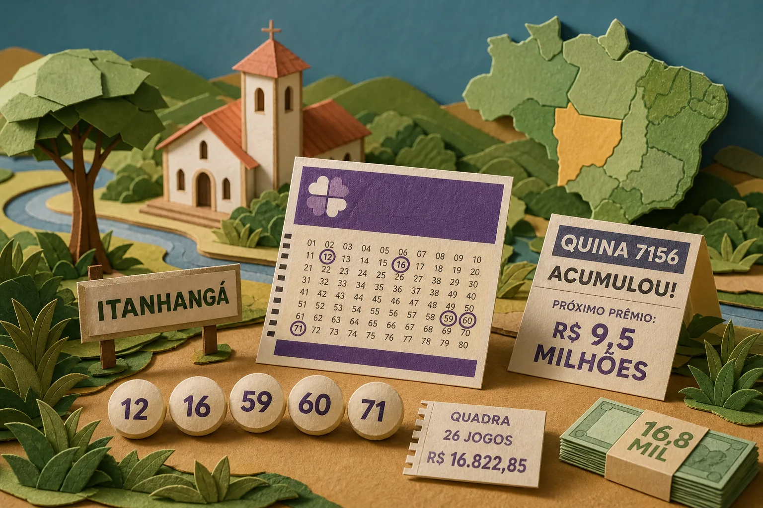 Quina 7156 acumula e bilhete de Itanhangá fatura R$ 16,8 mil na quadra