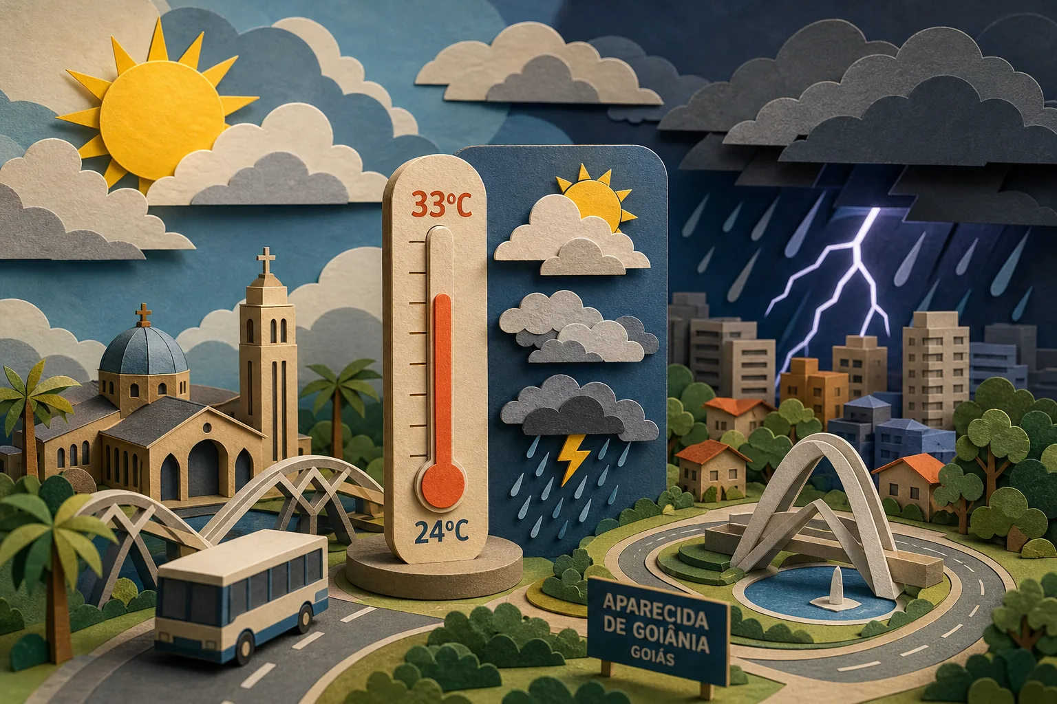 Quinta-feira em Aparecida de Goiânia terá calor de 33ºC e trovoadas à noite