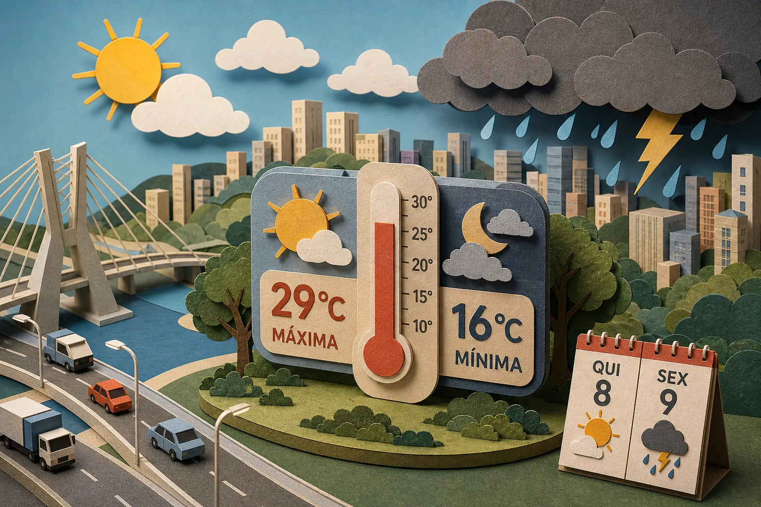 Quinta-feira em Osasco deve registrar sol entre nuvens e calor de até 29°C