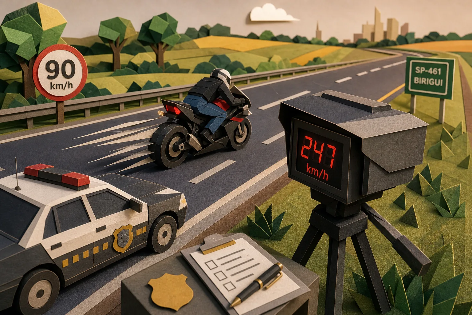 Radar registra moto a 247 km/h em rodovia no interior do estado de São Paulo