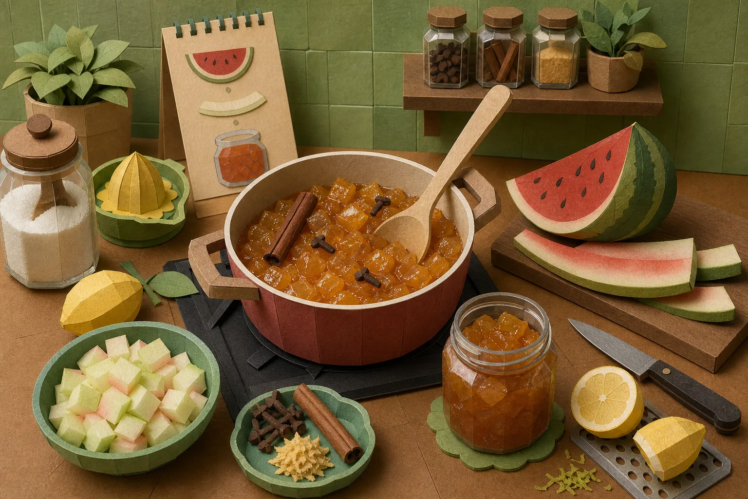Receita simples ensina a preparar doce usando a entrecasca branca da melancia