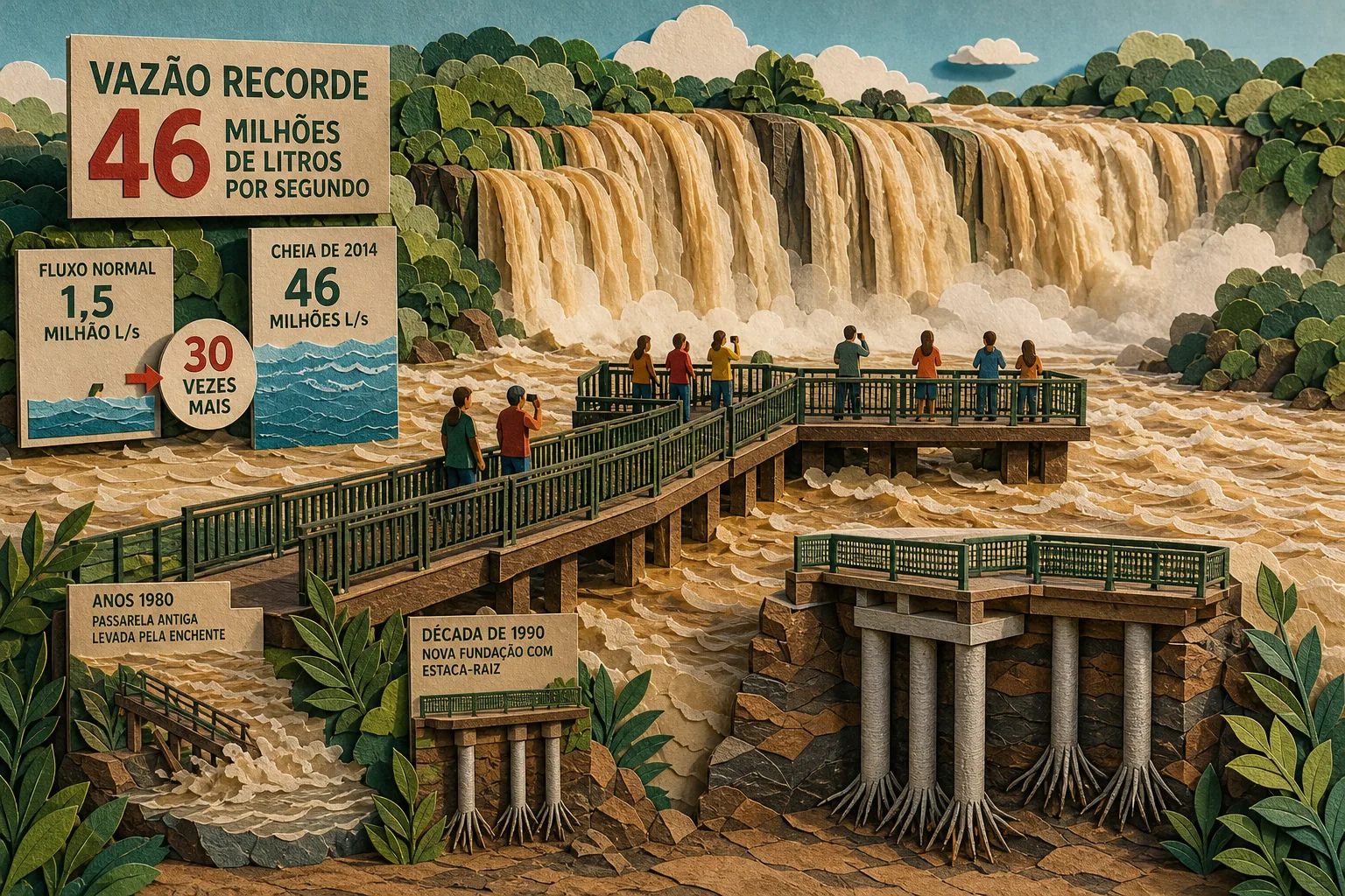 Recorde de vazão nas Cataratas do Iguaçu atingiu 46 milhões de litros por segundo
