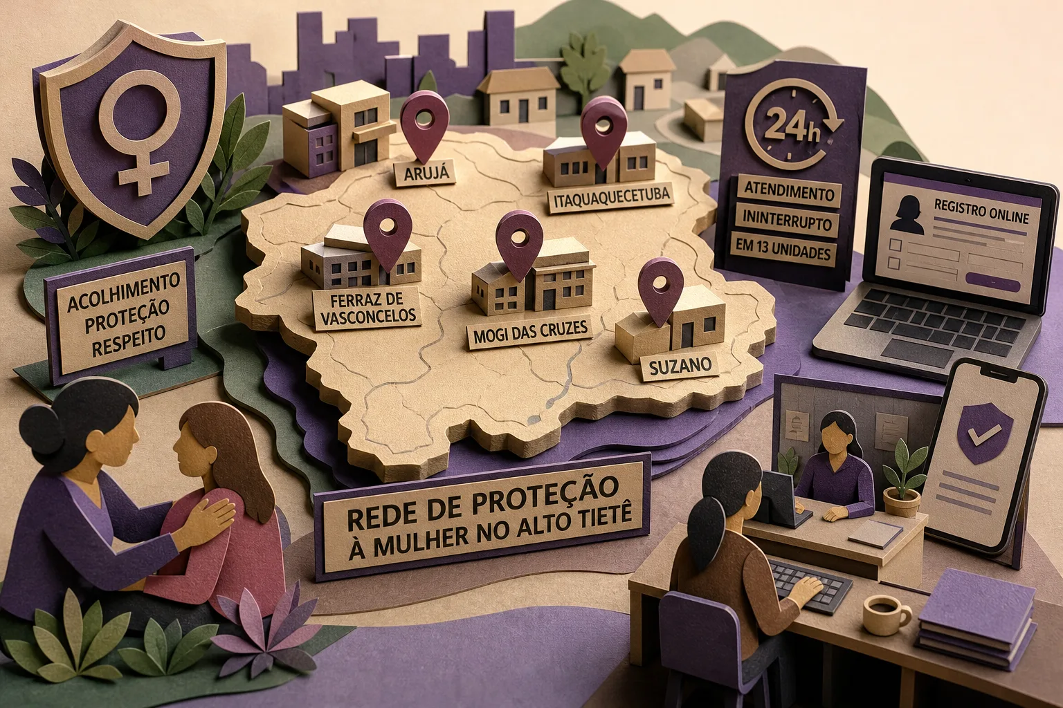 Rede de proteção à mulher no Alto Tietê conta com treze unidades especializadas