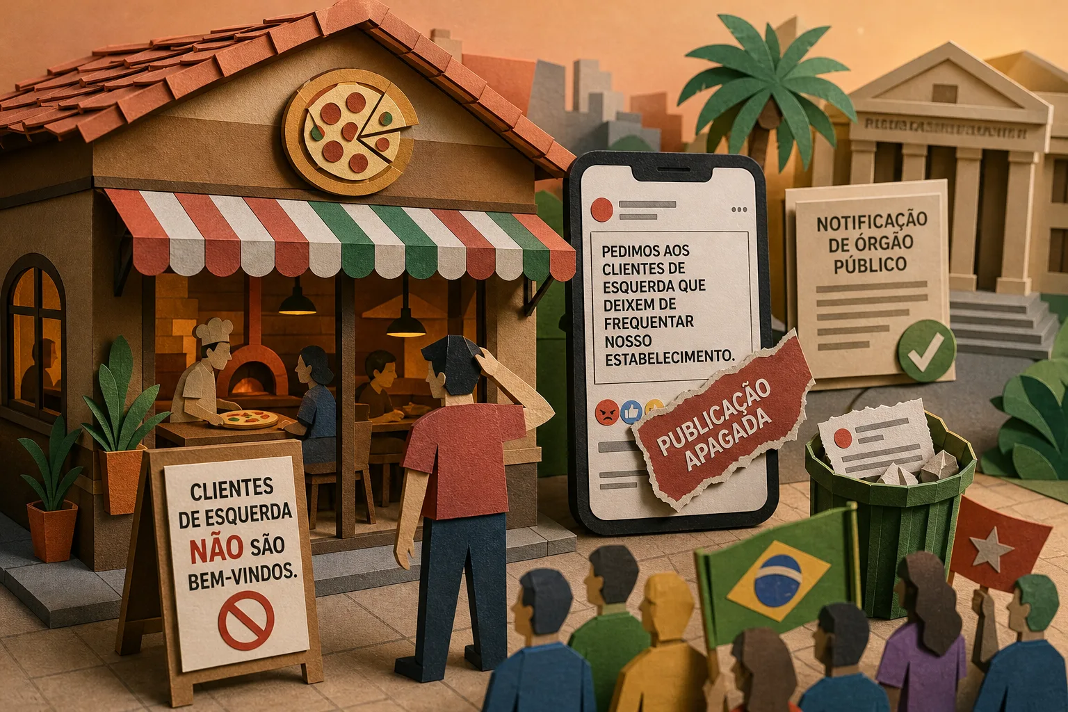 Restaurante em João Pessoa pede que clientes de esquerda não frequentem o local