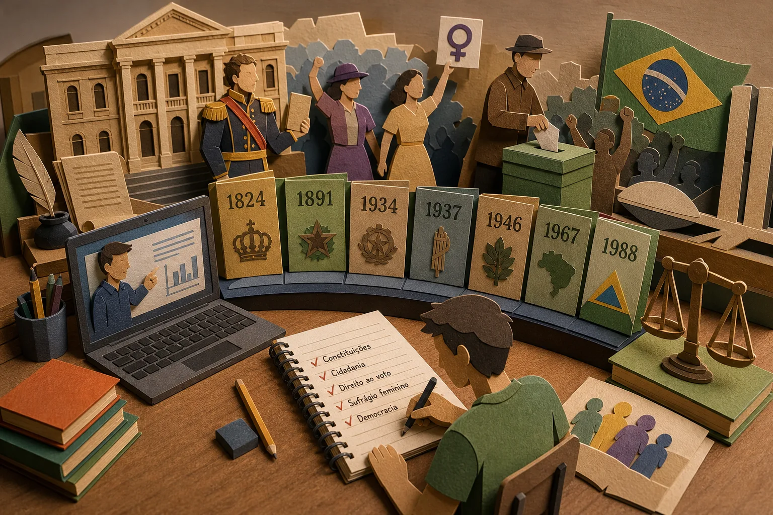 Revisão aborda história das Constituições e direitos de voto para a prova do Enem