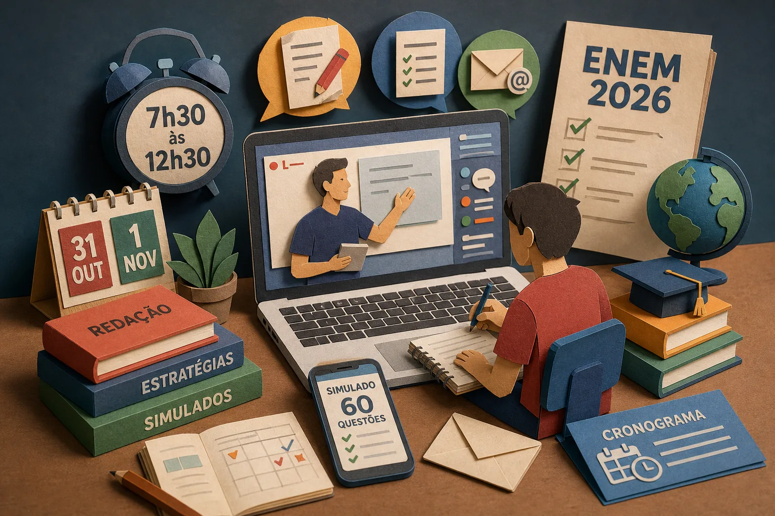 Revisão gratuita para o Enem 2026 oferece aulas ao vivo e simulados online