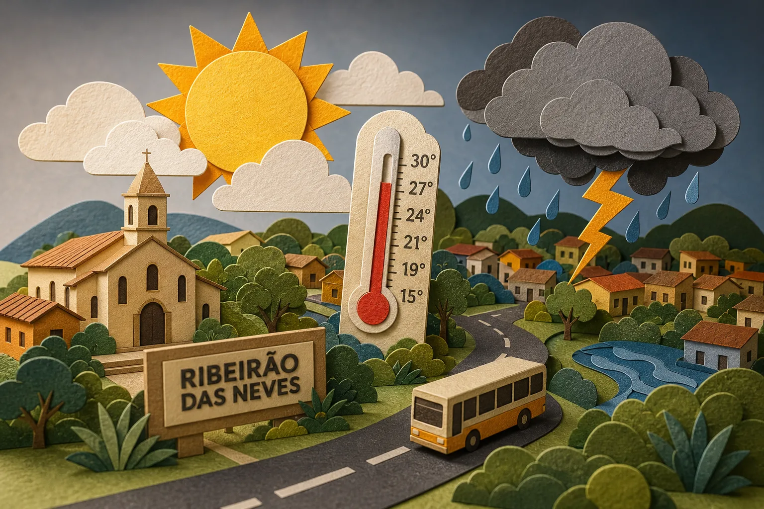 Ribeirão das Neves registra máxima de 27ºC com pancadas de chuva neste sábado