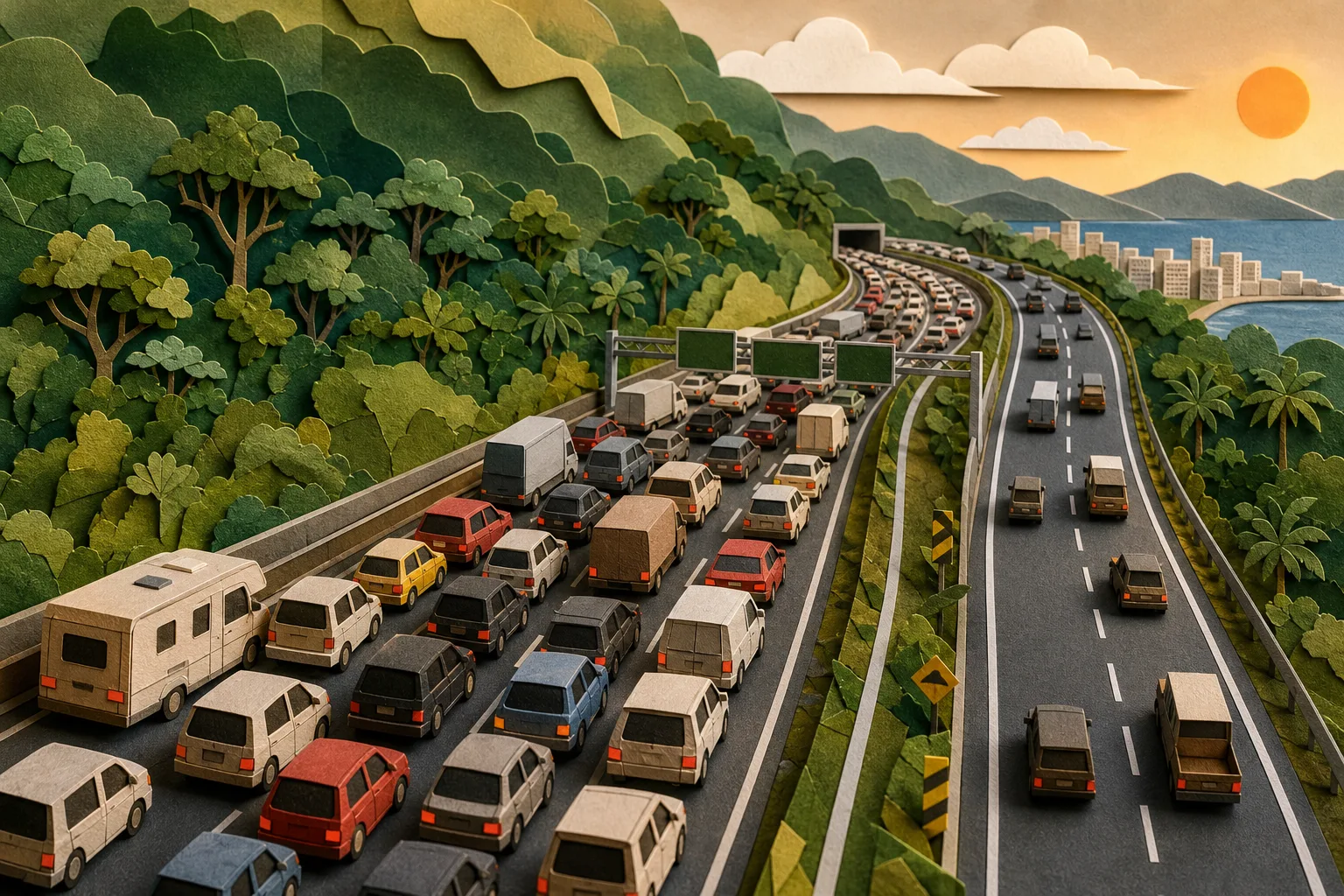 Rodovia dos Imigrantes registra 15 km de retenção rumo à Baixada Santista