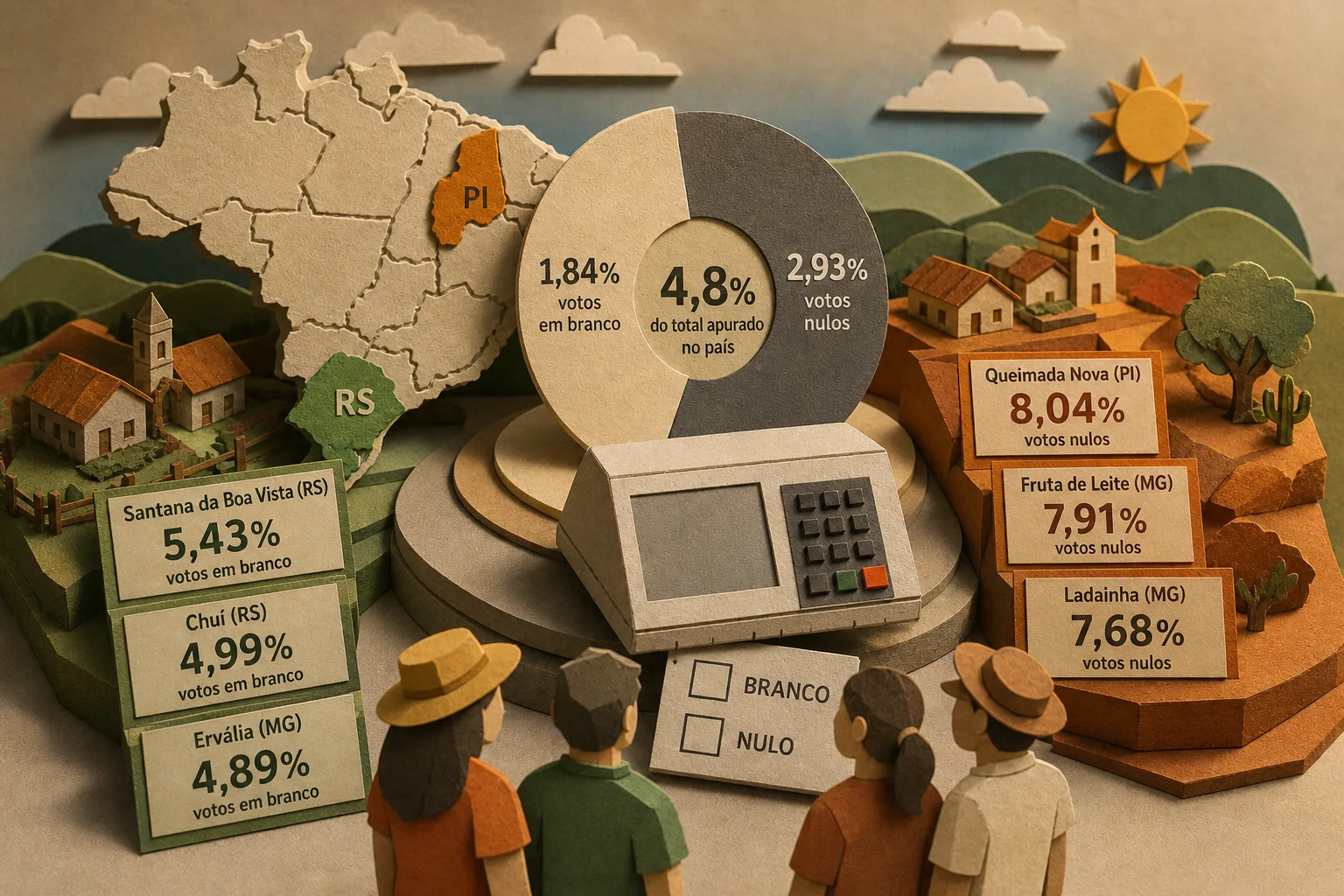 RS e PI concentram municípios com maiores índices de votos nulos e em branco em 2026