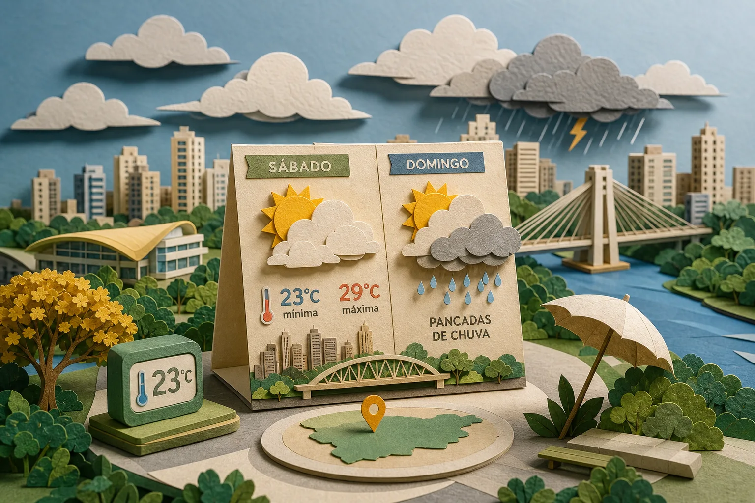 Sábado em Cuiabá tem presença constante de nuvens e máxima de 29°C
