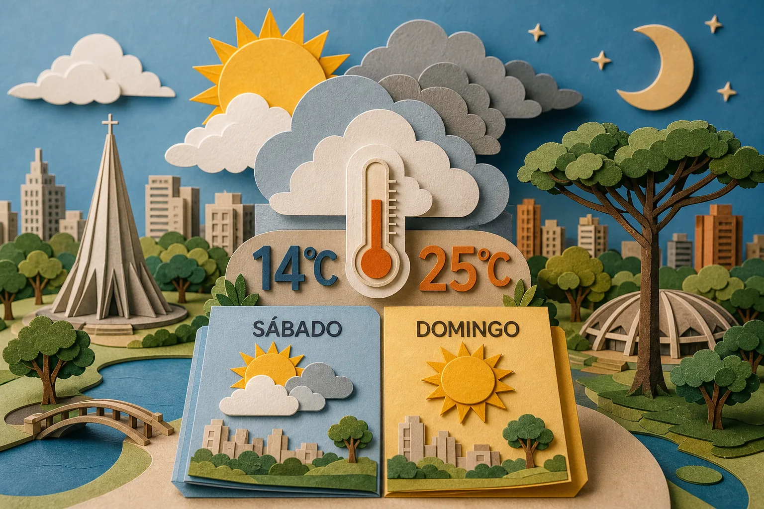 Sábado tem tempo nublado com aberturas de sol e máxima de 25°C em Maringá