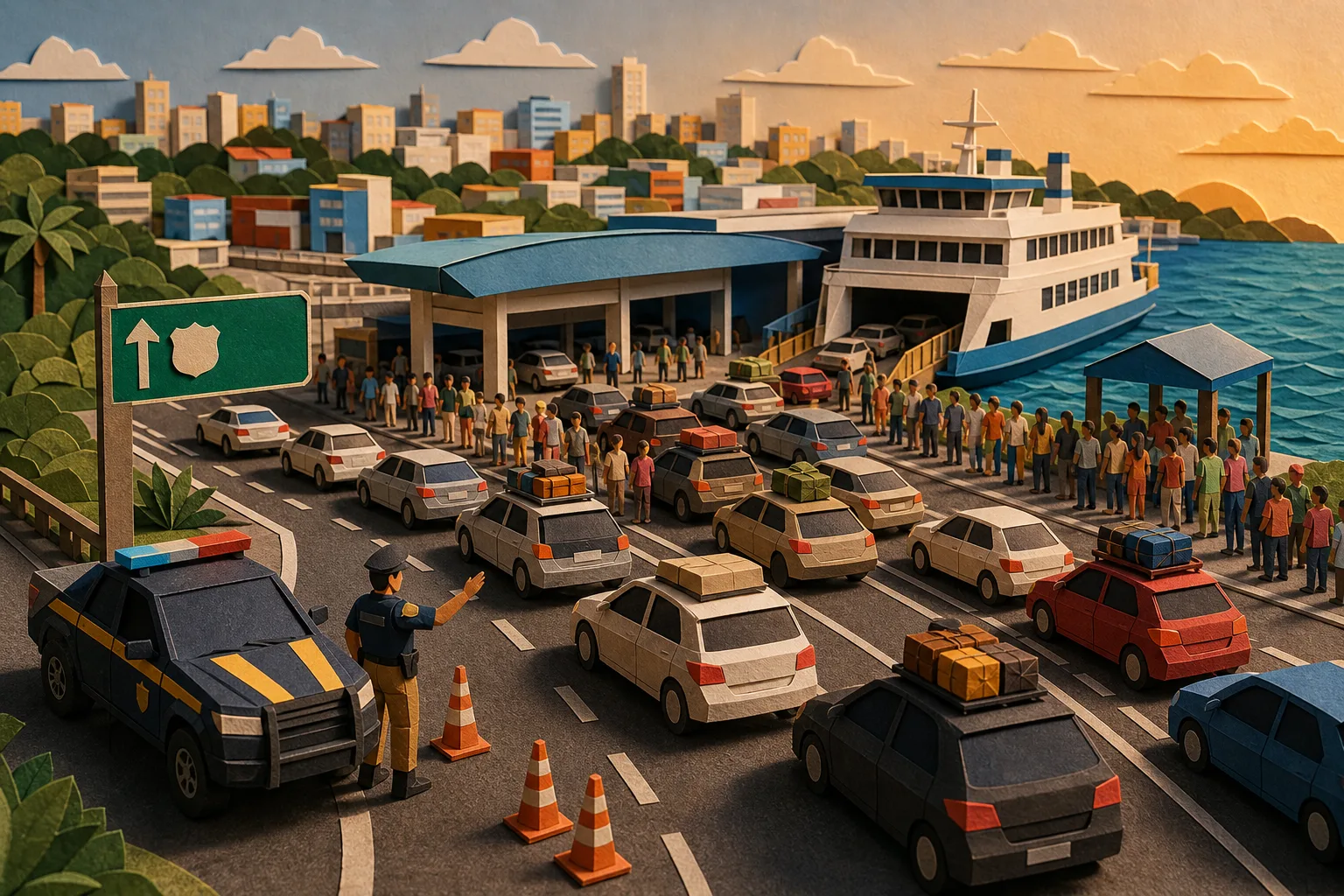 Saída para o feriado prolongado tem fila de mais de três horas no ferry em Salvador