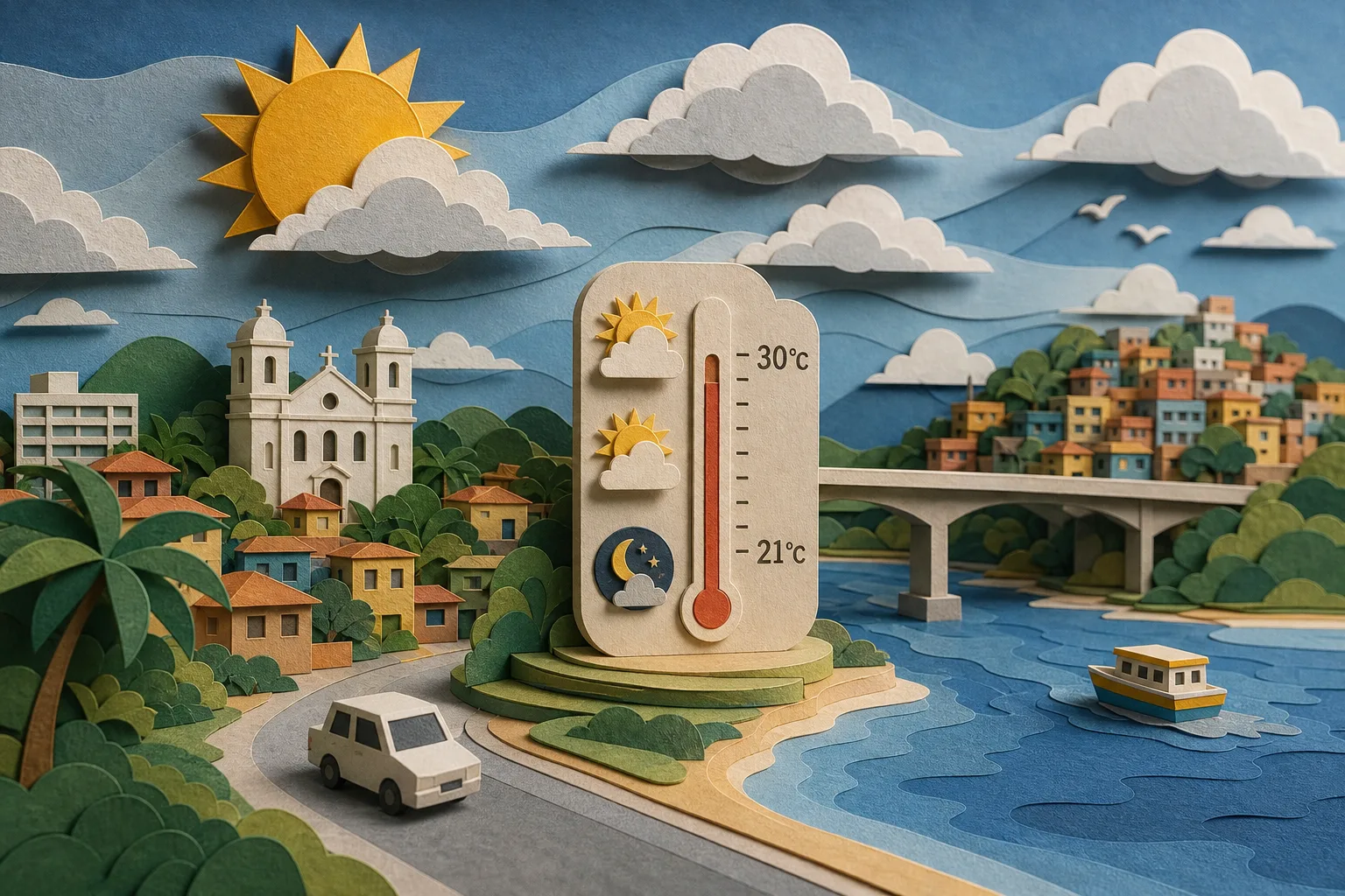 São Gonçalo registra dia de sol entre nuvens e termômetros chegam a 30ºC
