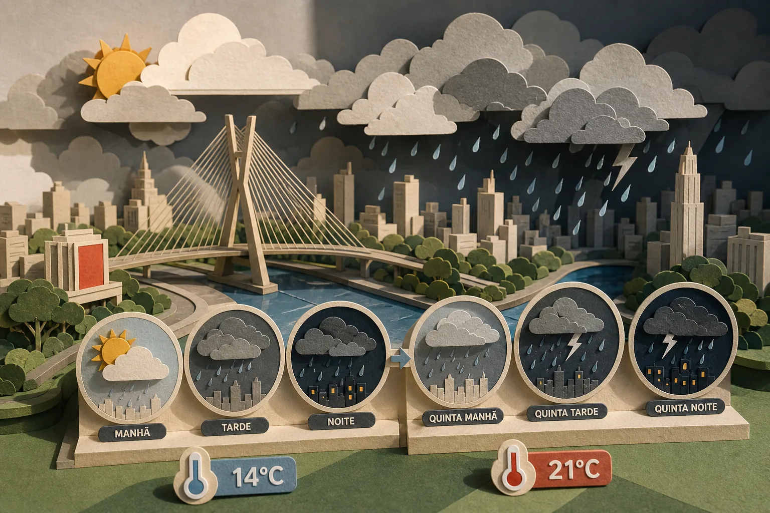 São Paulo deve registrar chuva a partir do fim da manhã desta quarta-feira