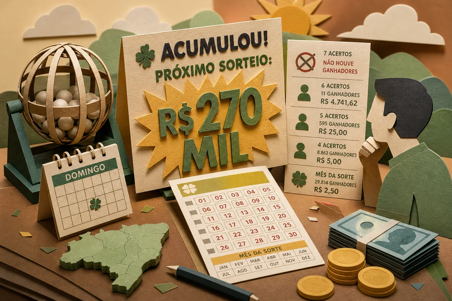Sem ganhadores na faixa principal, Dia de Sorte acumula R$ 270 mil