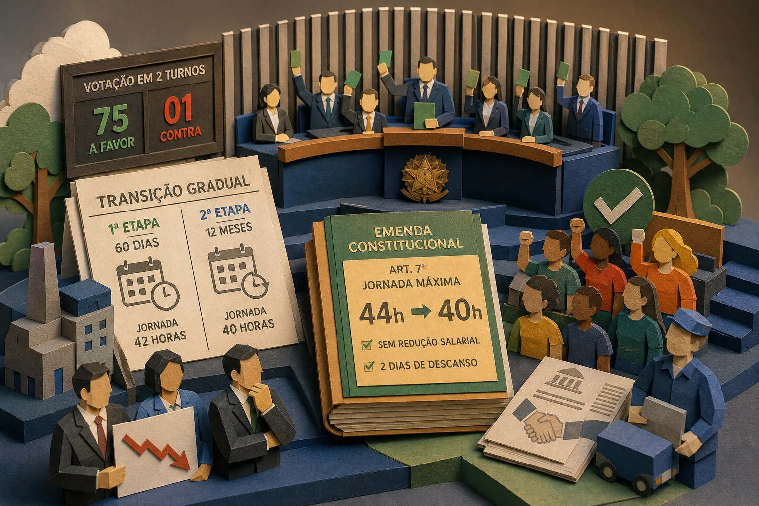 Senado aprova PEC que encerra escala 6x1 e diminui limite para 40 horas semanais