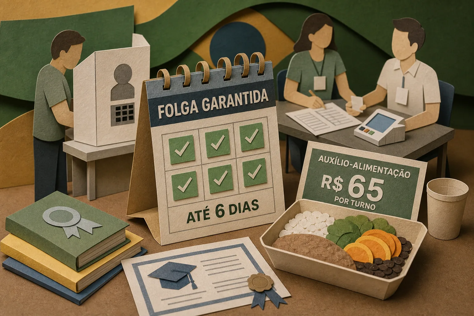 Serviço eleitoral garante até seis dias de folga e auxílio-alimentação