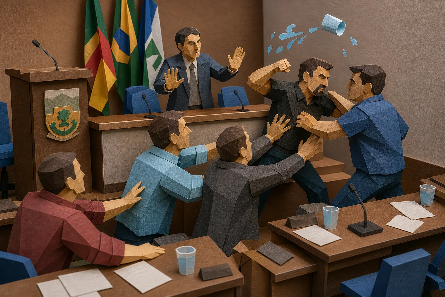 Sessão na Câmara de Campos Borges é encerrada após confronto entre vereadores