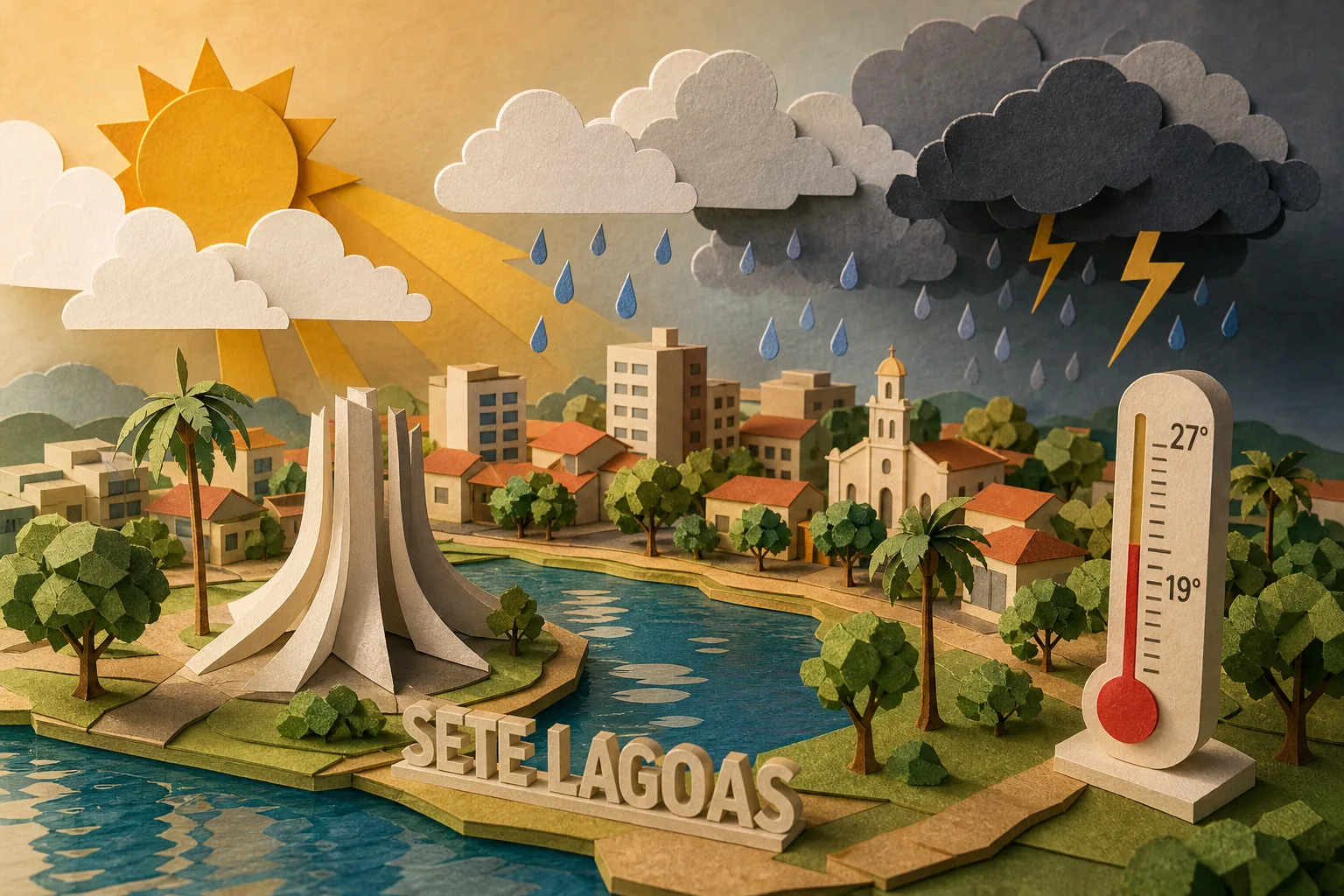Sete Lagoas deve registrar aberturas de sol e trovoadas neste sábado