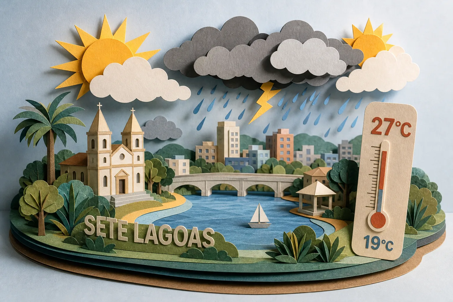 Sete Lagoas deve registrar pancadas de chuva e máxima de 27°C neste domingo