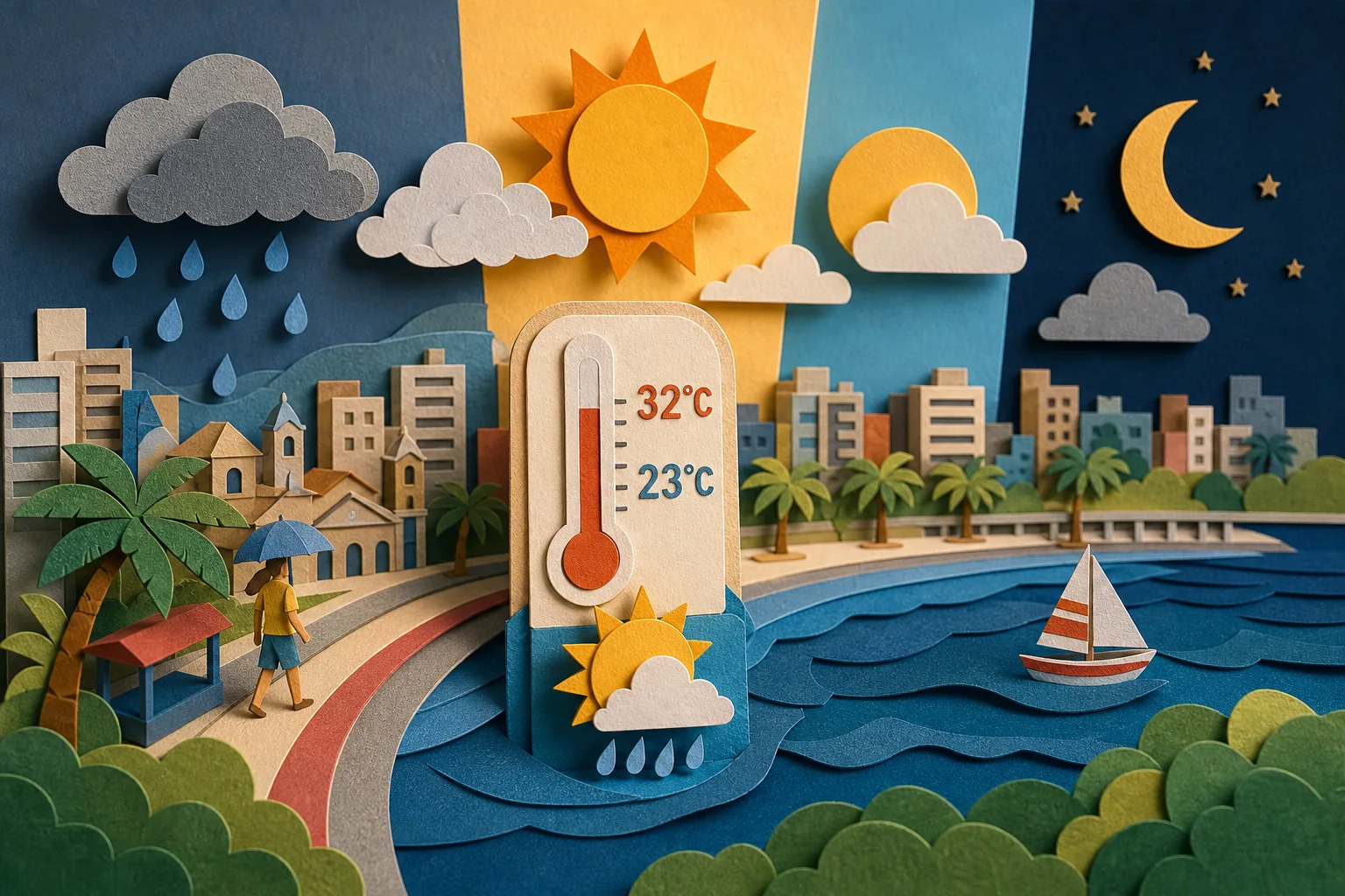 Sexta-feira em Maceió combina calor de até 32°C com períodos de chuva rápida