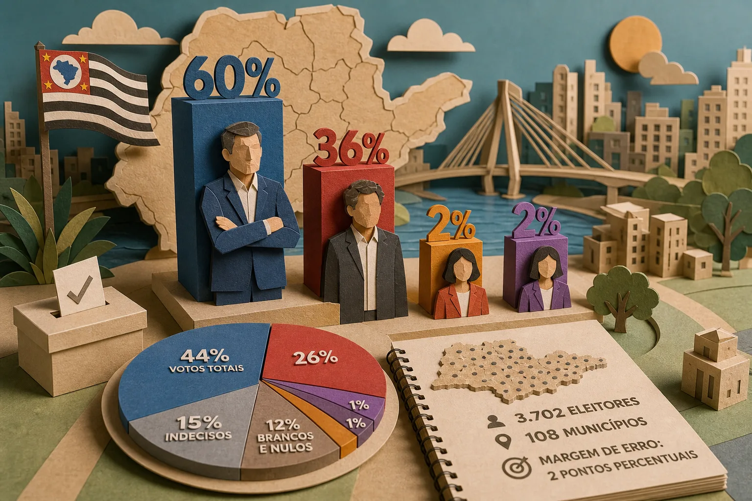 Tarcísio lidera disputa pelo governo de SP com 60% dos votos válidos