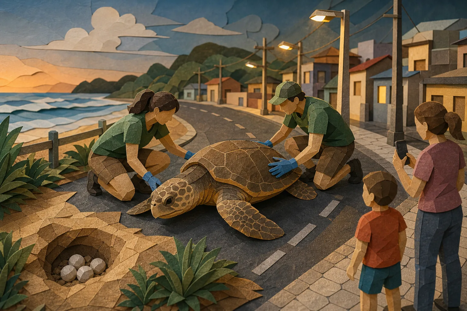 Tartaruga marinha é resgatada em rua do Espírito Santo após desova no litoral