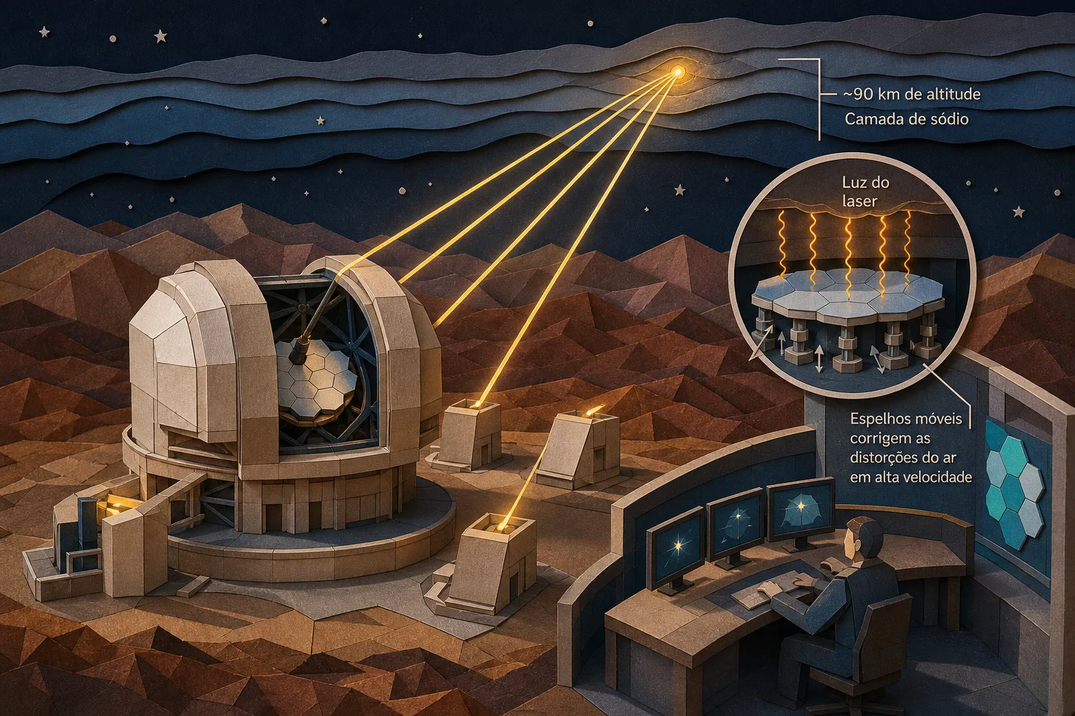 Telescópio no Chile usa lasers de alta potência para melhorar imagens do espaço