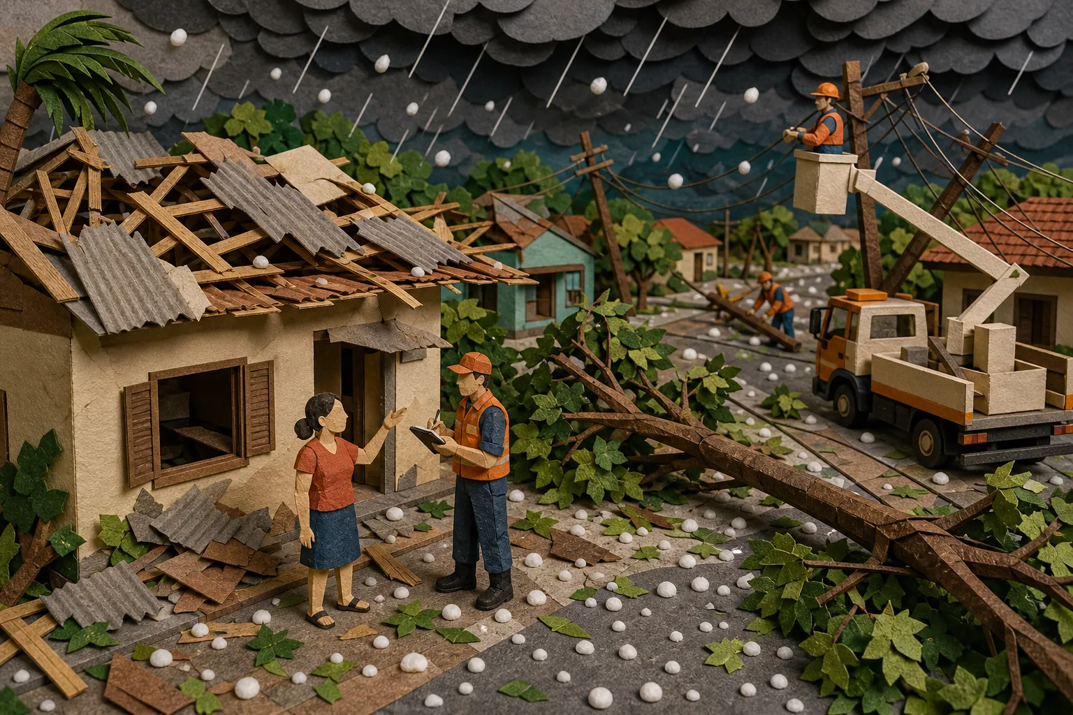 Tempestade com queda de granizo provoca estragos e falta de energia em Bujari no Acre