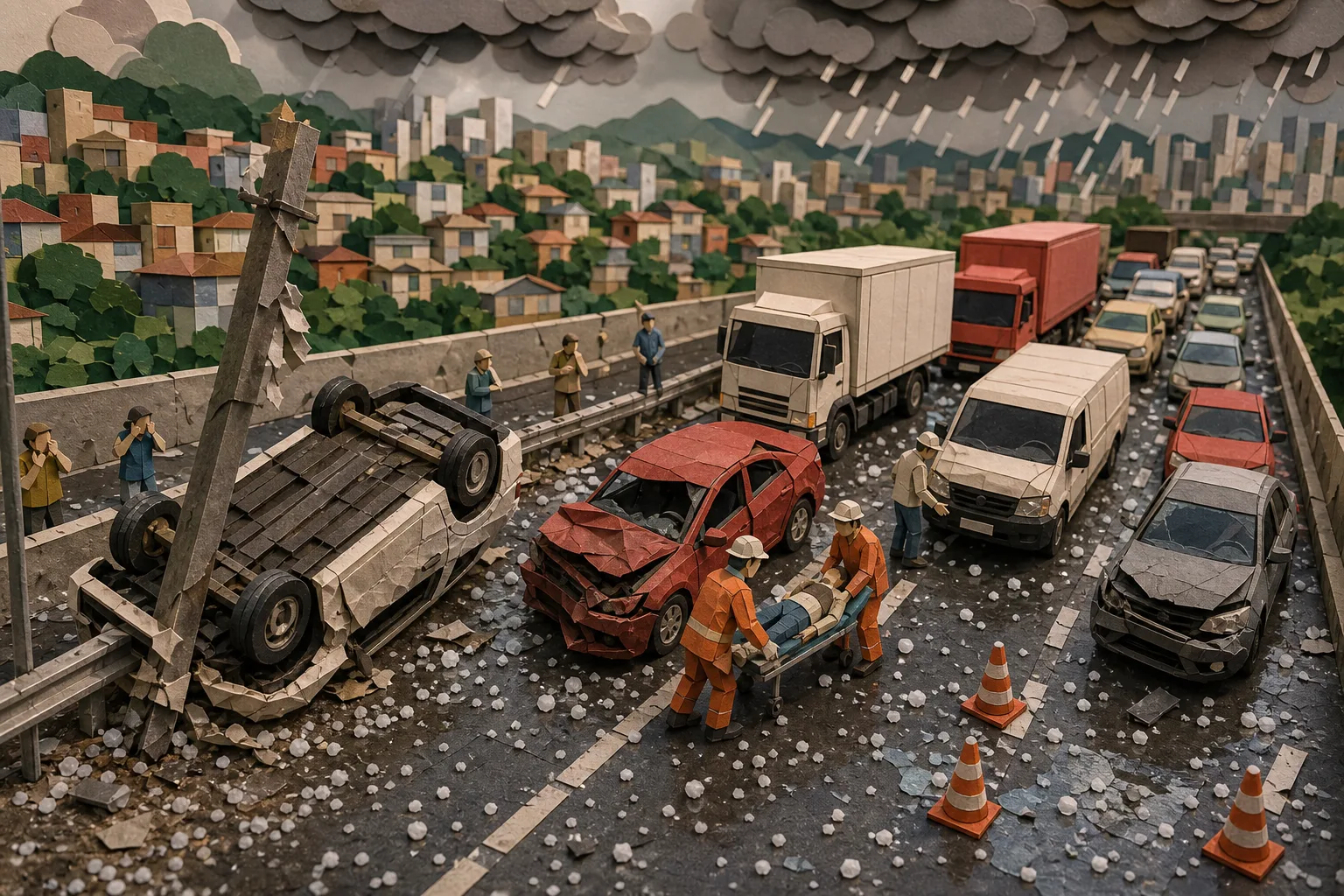 Tempestade de granizo atinge Grande BH e deixa feridos em série de colisões