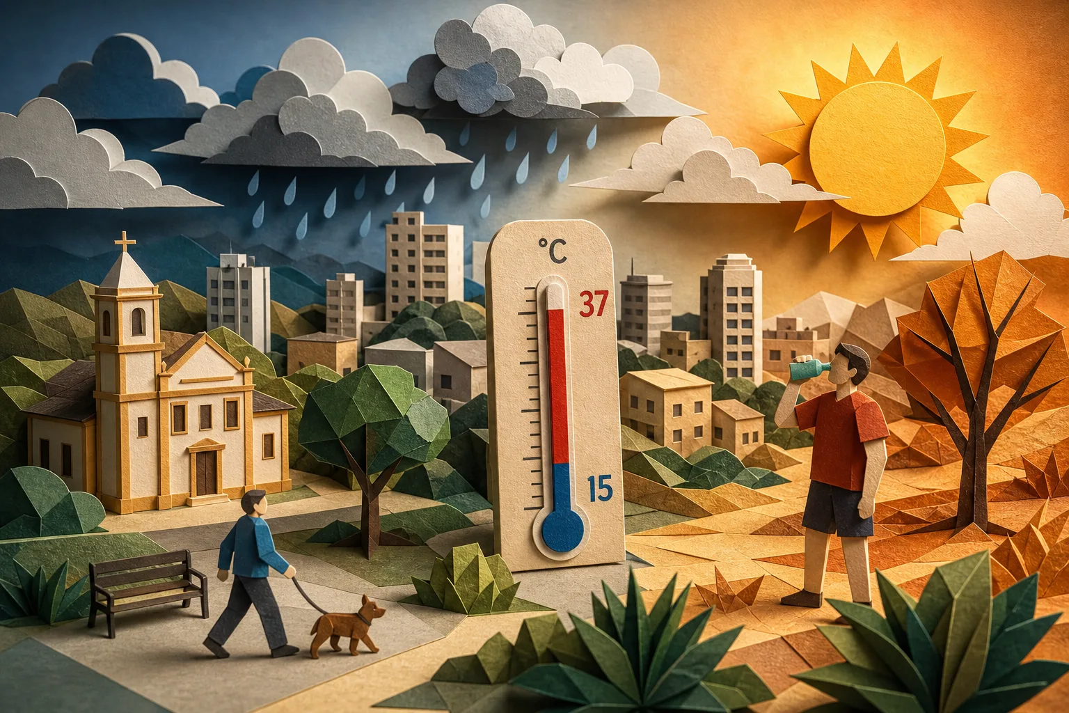 Tempo no Centro-Oeste mineiro varia de 15°C a 37°C com previsão de chuvas rápidas