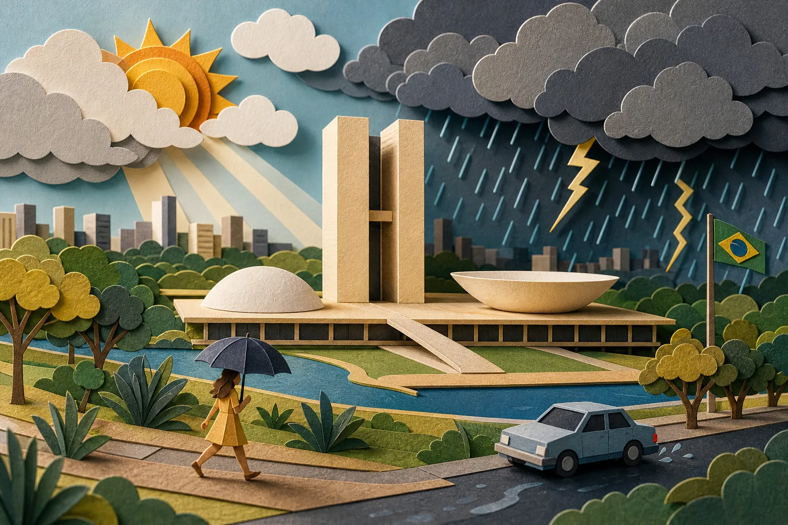 Terça-feira em Brasília terá máxima de 33ºC e pancadas de chuva com trovoadas