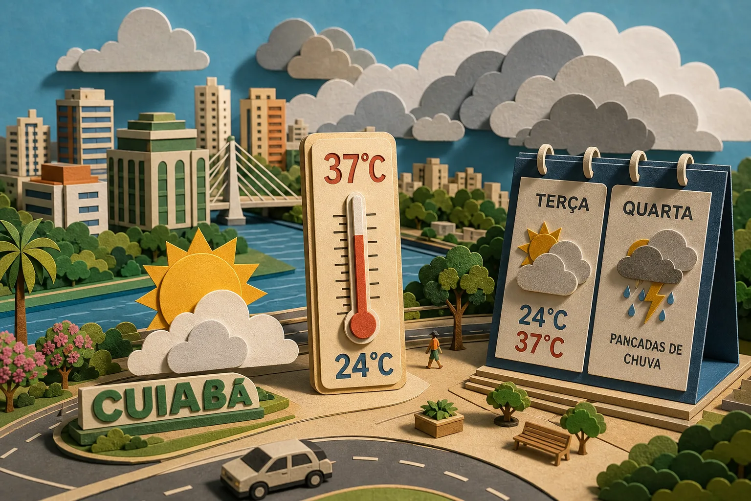 Terça-feira em Cuiabá tem calor de até 37°C e predomínio de nuvens ao longo do dia
