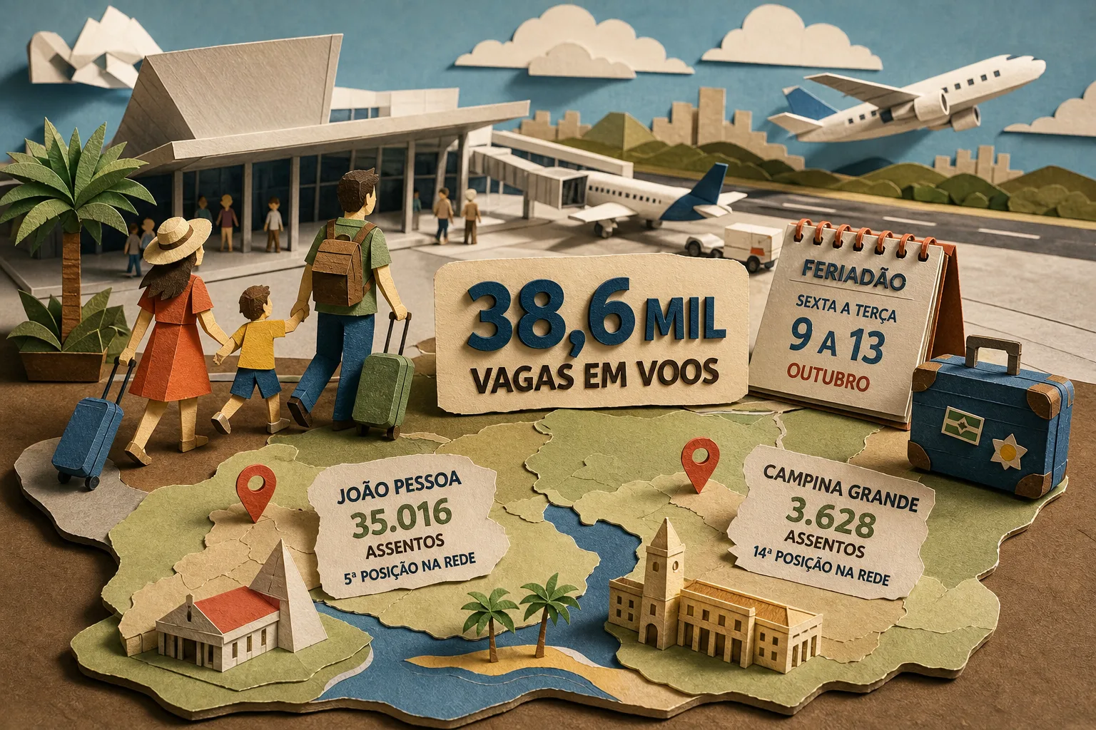 Terminais da Paraíba disponibilizam 38,6 mil vagas em voos no feriado prolongado