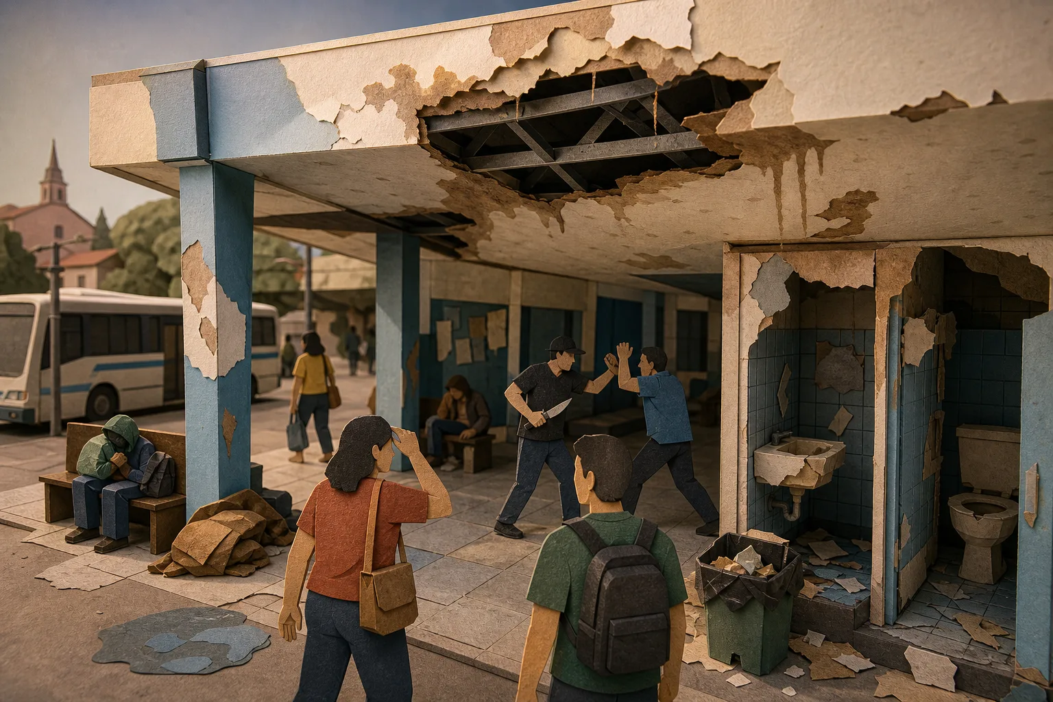 Terminal Imperatriz Leopoldina em Petrópolis registra danos estruturais e insegurança